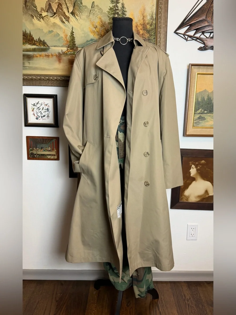 Vintage Misty Harbor Double Breasted Belted Trench Coat Men's 40 L or Medium L